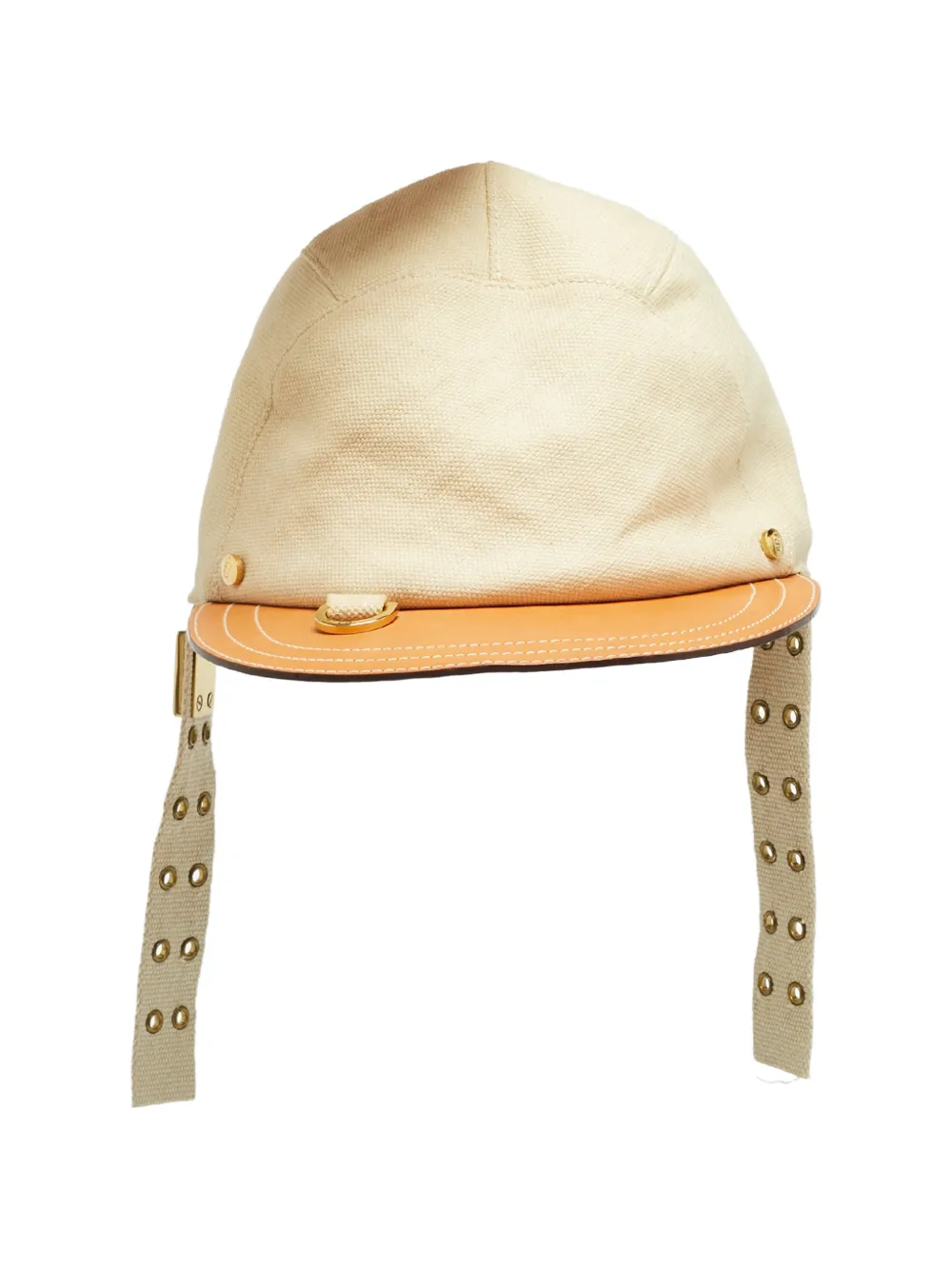 Pre-owned Dior Leather-trim Curved-brim Cap In Neutral
