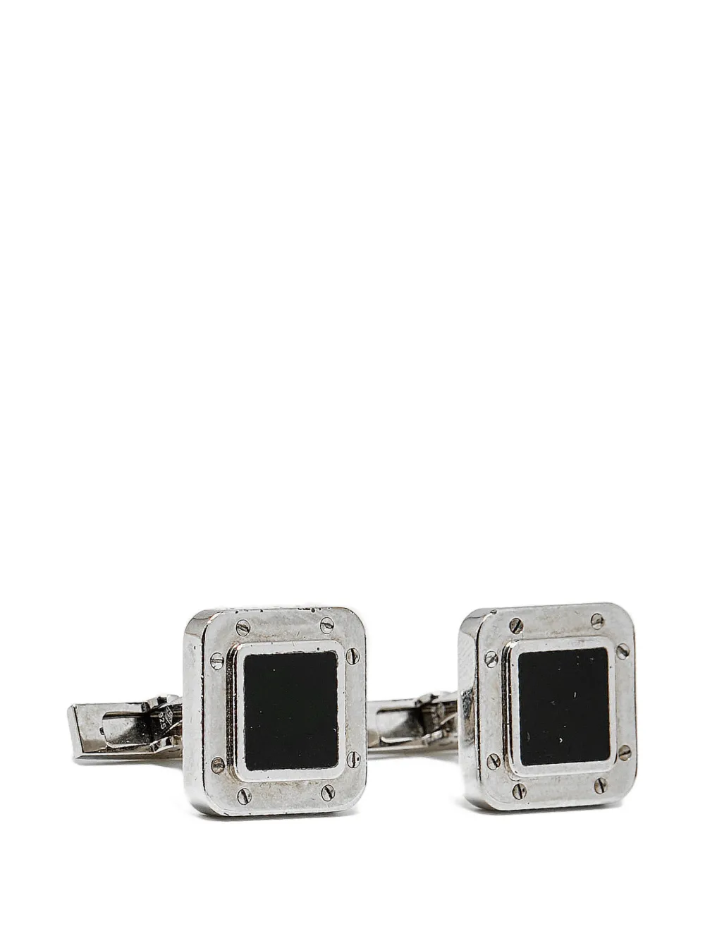Pre-owned Cartier Santos De  Screw-motif Cufflinks In Silver
