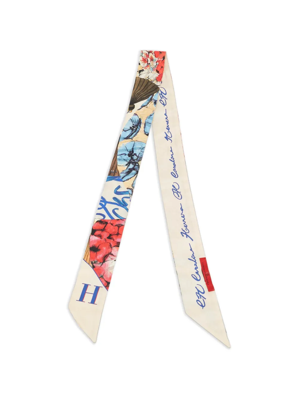 Carolina Herrera Vintage floral-print bandeau scarf - Toni neutri