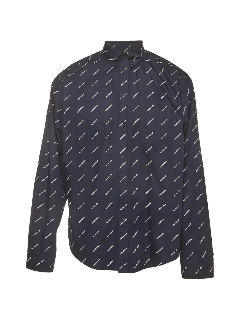 Balenciaga Pre-Owned logo-print oversized shirt - Blu