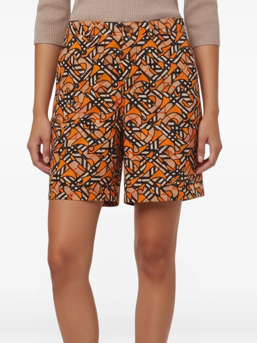 Burberry Pre-Owned Monogram print Bermuda shorts - Orange
