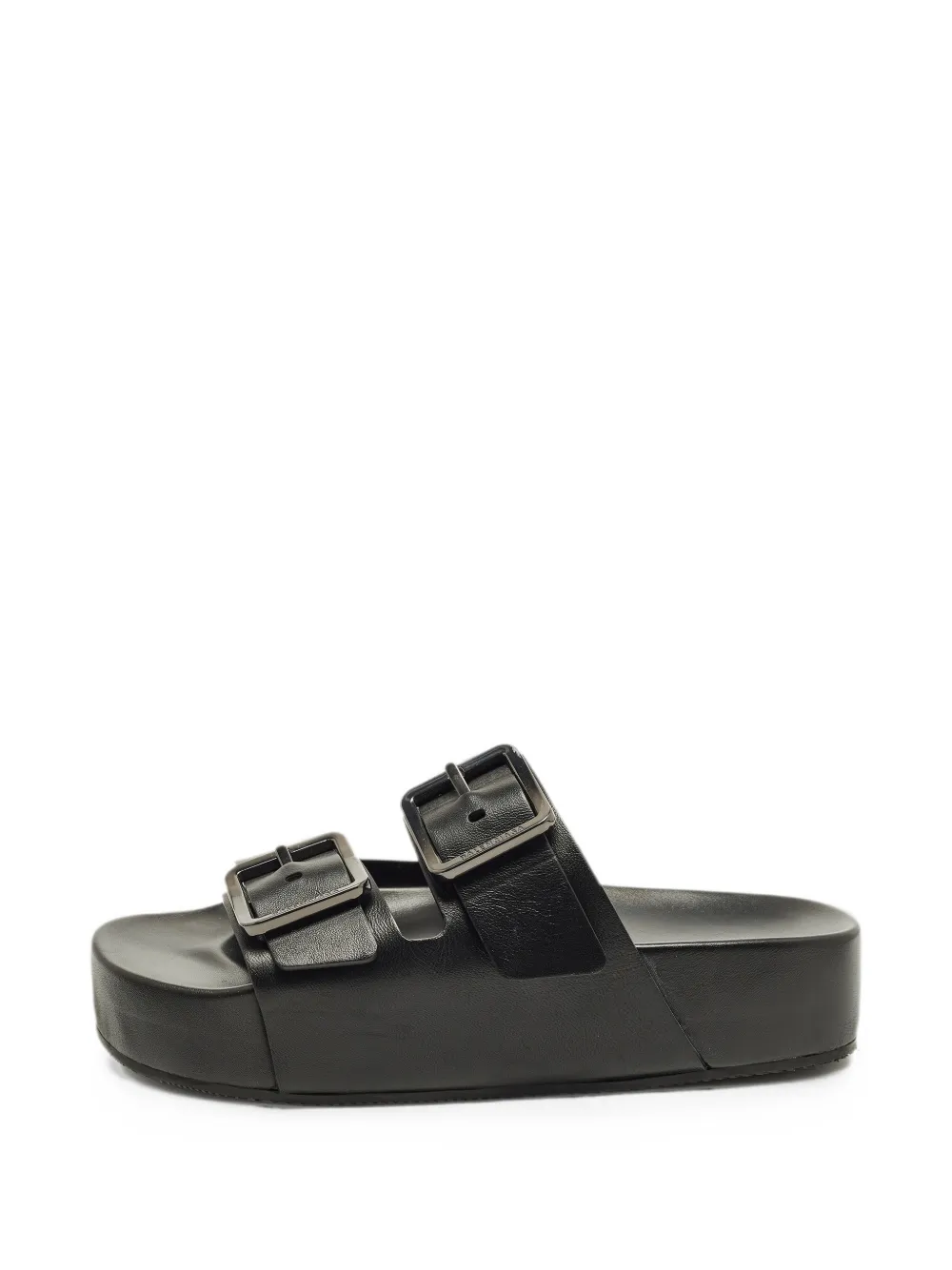 Pre-owned Balenciaga Mallorca Leather Sandals In Black