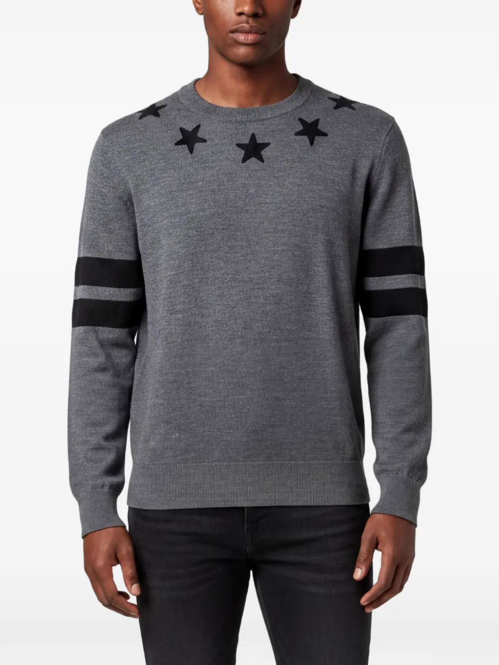 Givenchy Pre-Owned crew-neck star-appliqué sweater - Grigio