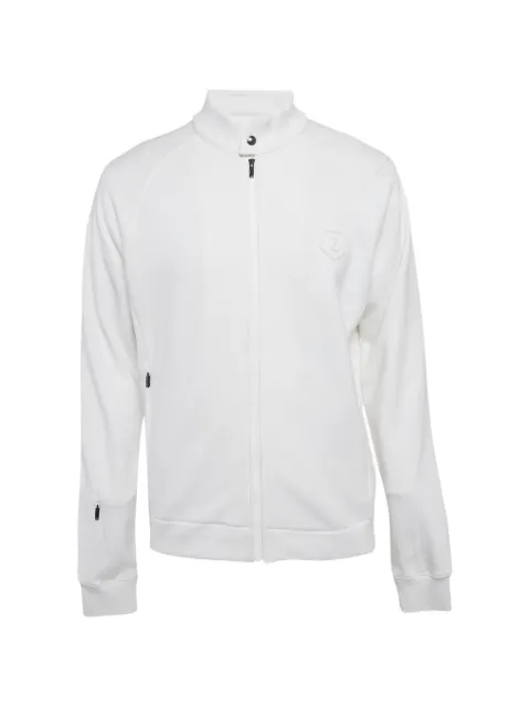 Zegna logo-patch zip-up sweatshirt