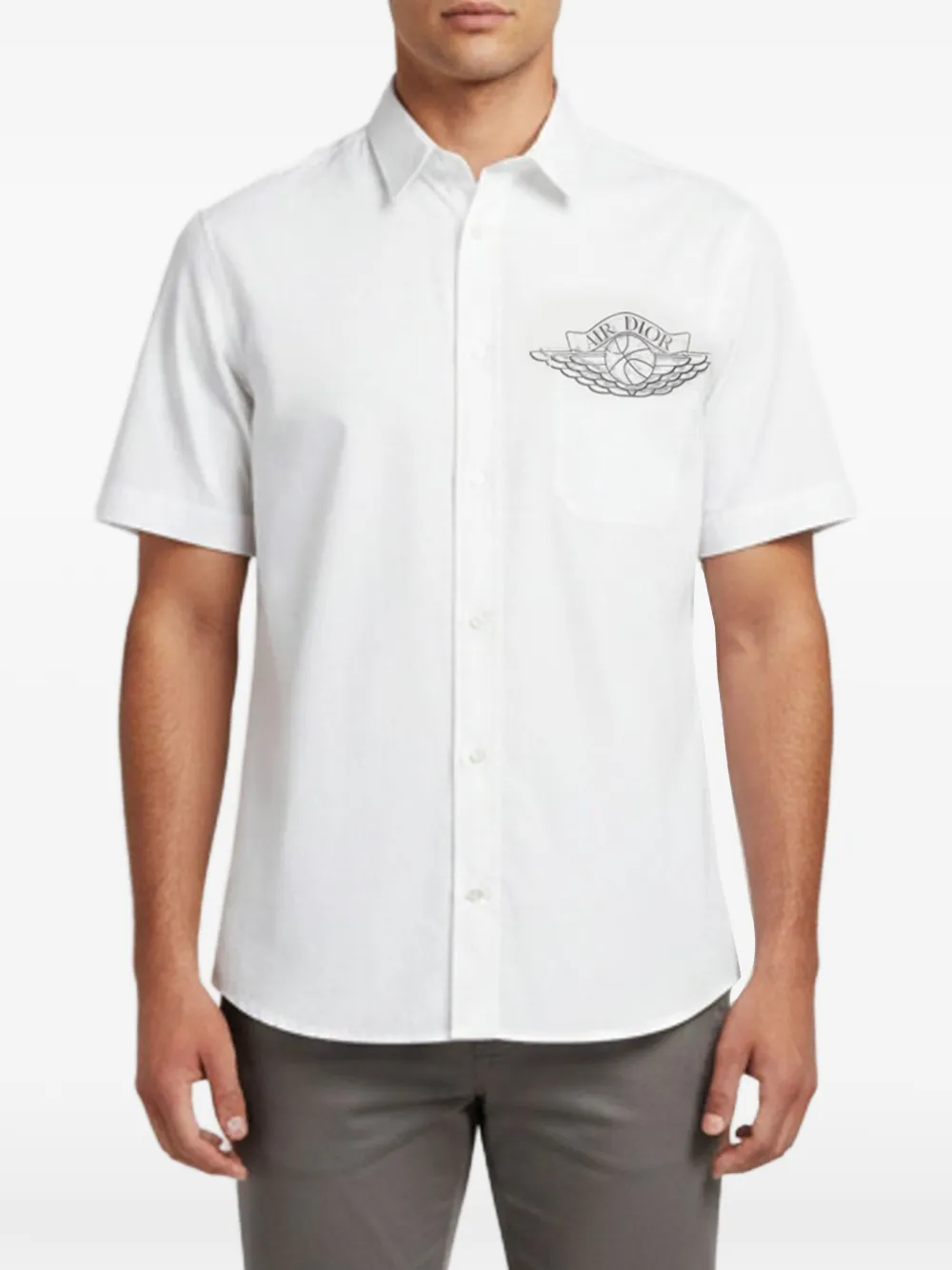 Pre-owned Dior X Air Jordan Logo-print Shirt In White