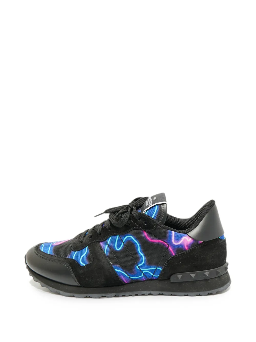 Valentino Garavani Pre-Owned Rockrunner canvas and suede lace up sneakers - Nero