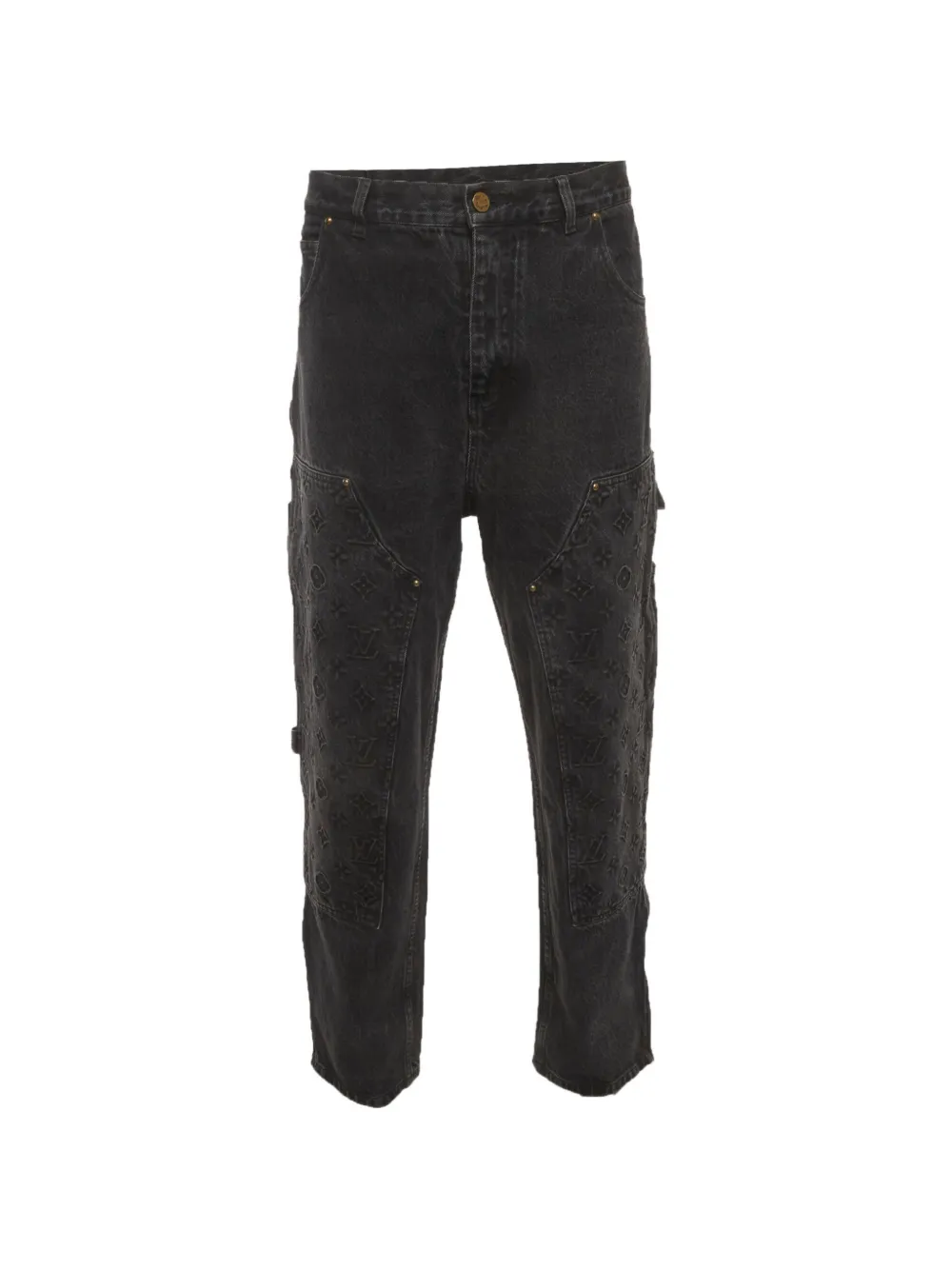 Louis Vuitton Pre-Owned embossed-details carpenter denim jeans - Nero