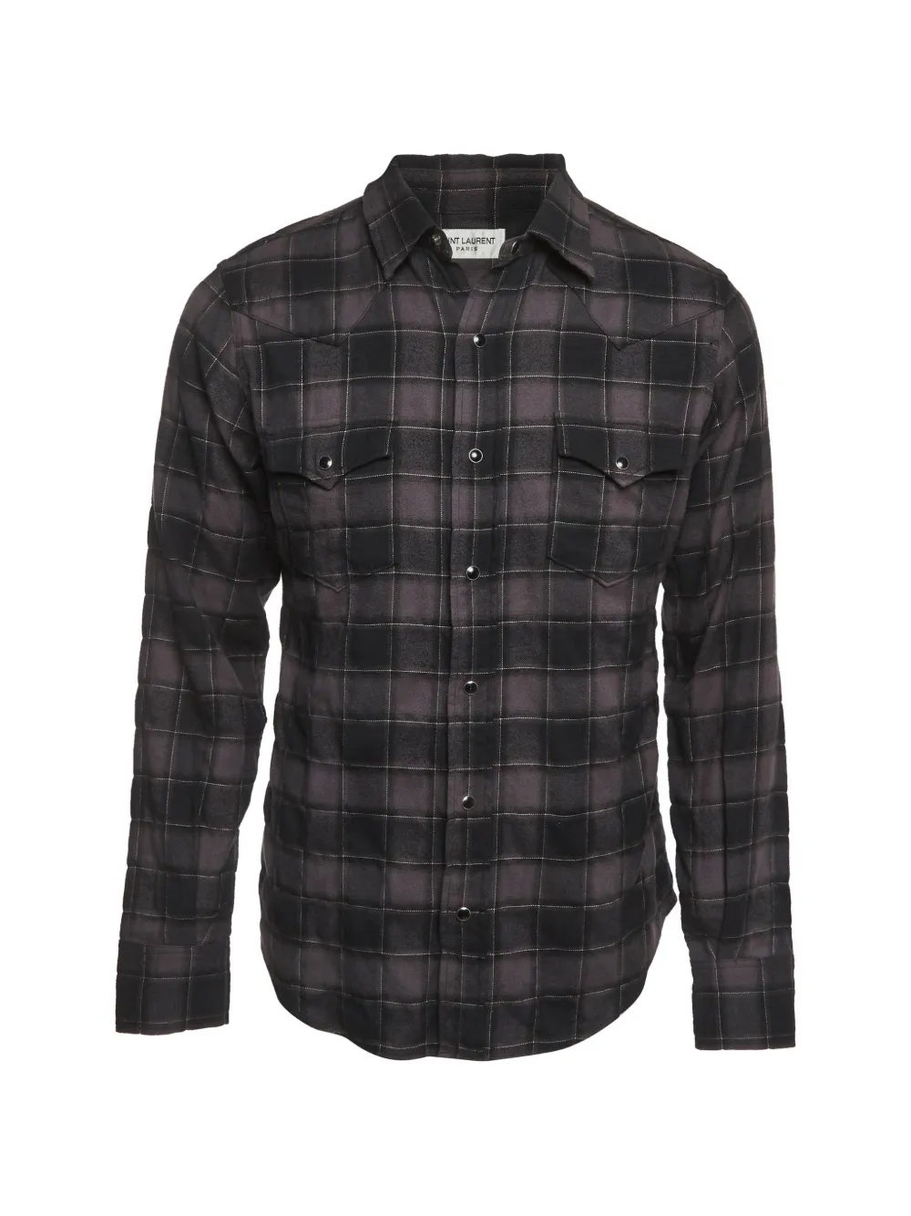 Saint Laurent Pre-Owned plaid-pattern button-up shirt - Schwarz