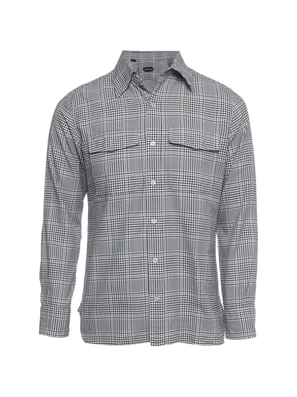 Tom Ford Vintage check-pattern flap-pocket cotton shirt - Blu