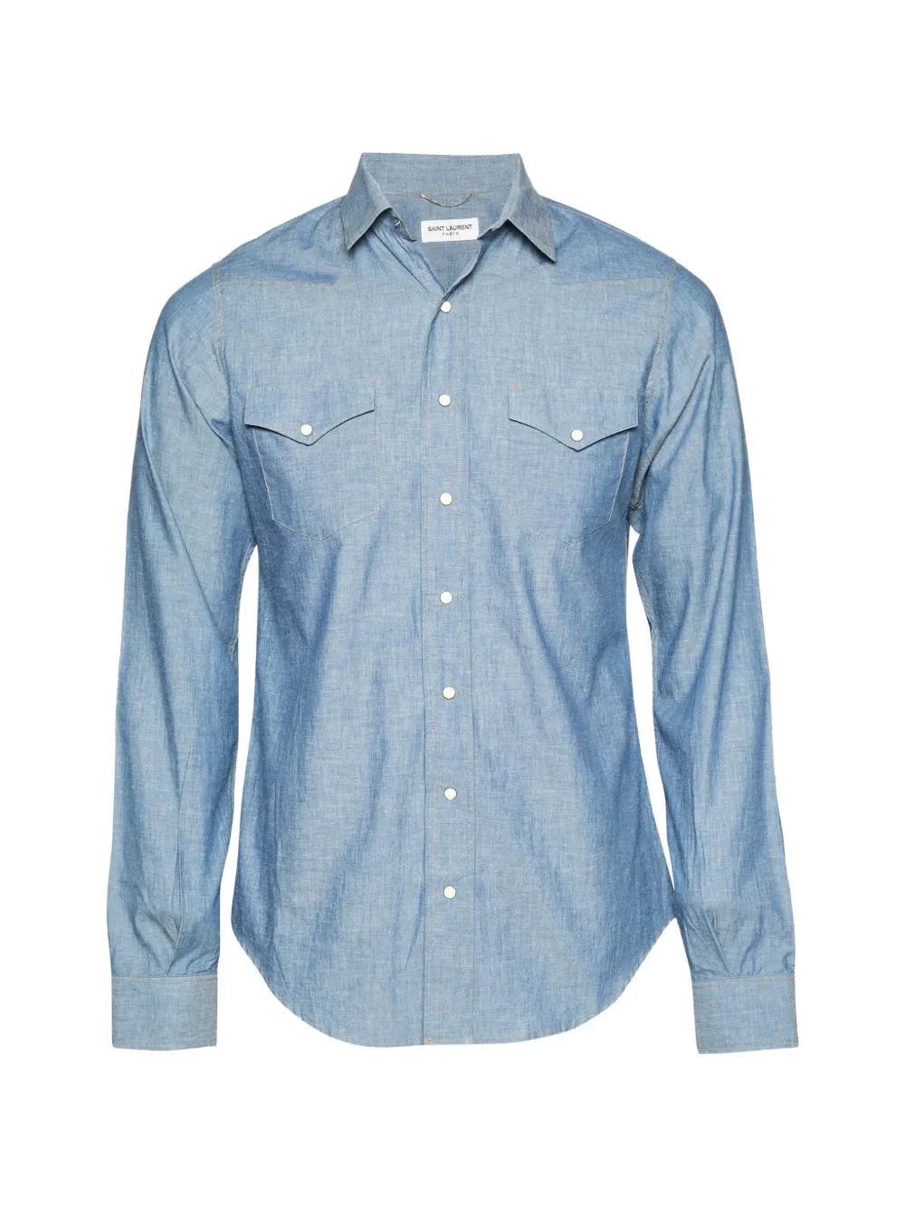 Saint Laurent Pre-Owned button-down long-sleeve cotton shirt - Blu