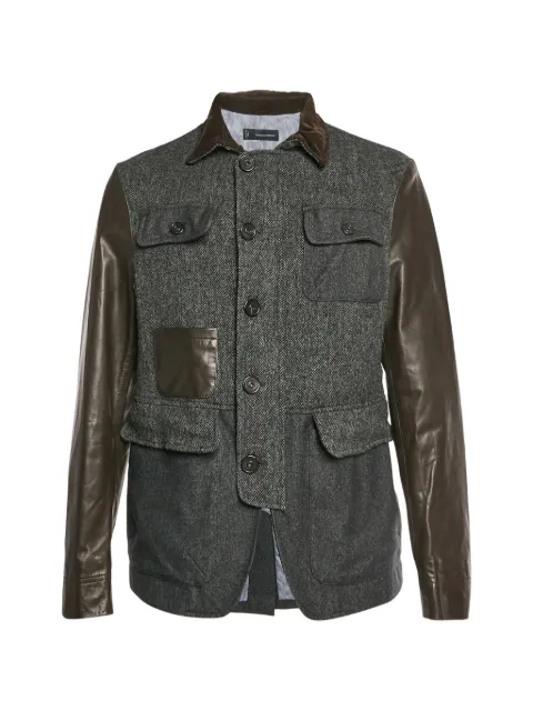 DSQUARED2 Herringbone leather-sleeve jacket