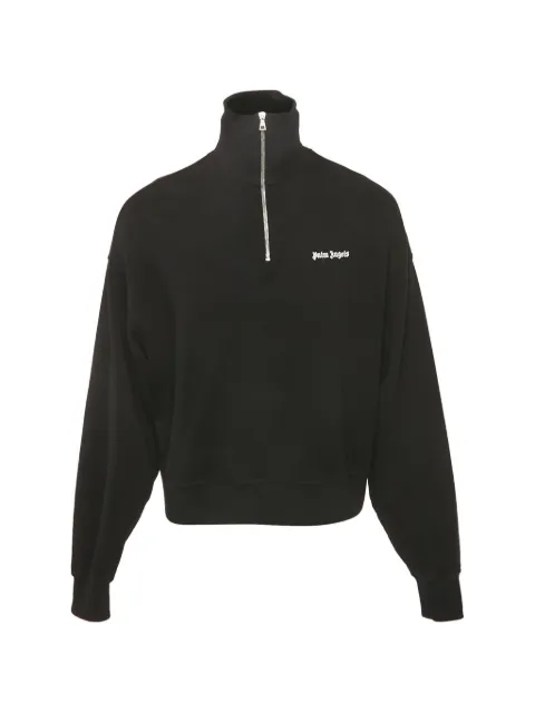 Palm Angels logo-embroidered half-zip long sleeve sweater
