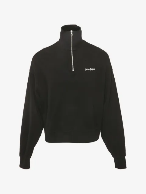 Palm Angels logo-embroidered half-zip long sleeve sweater