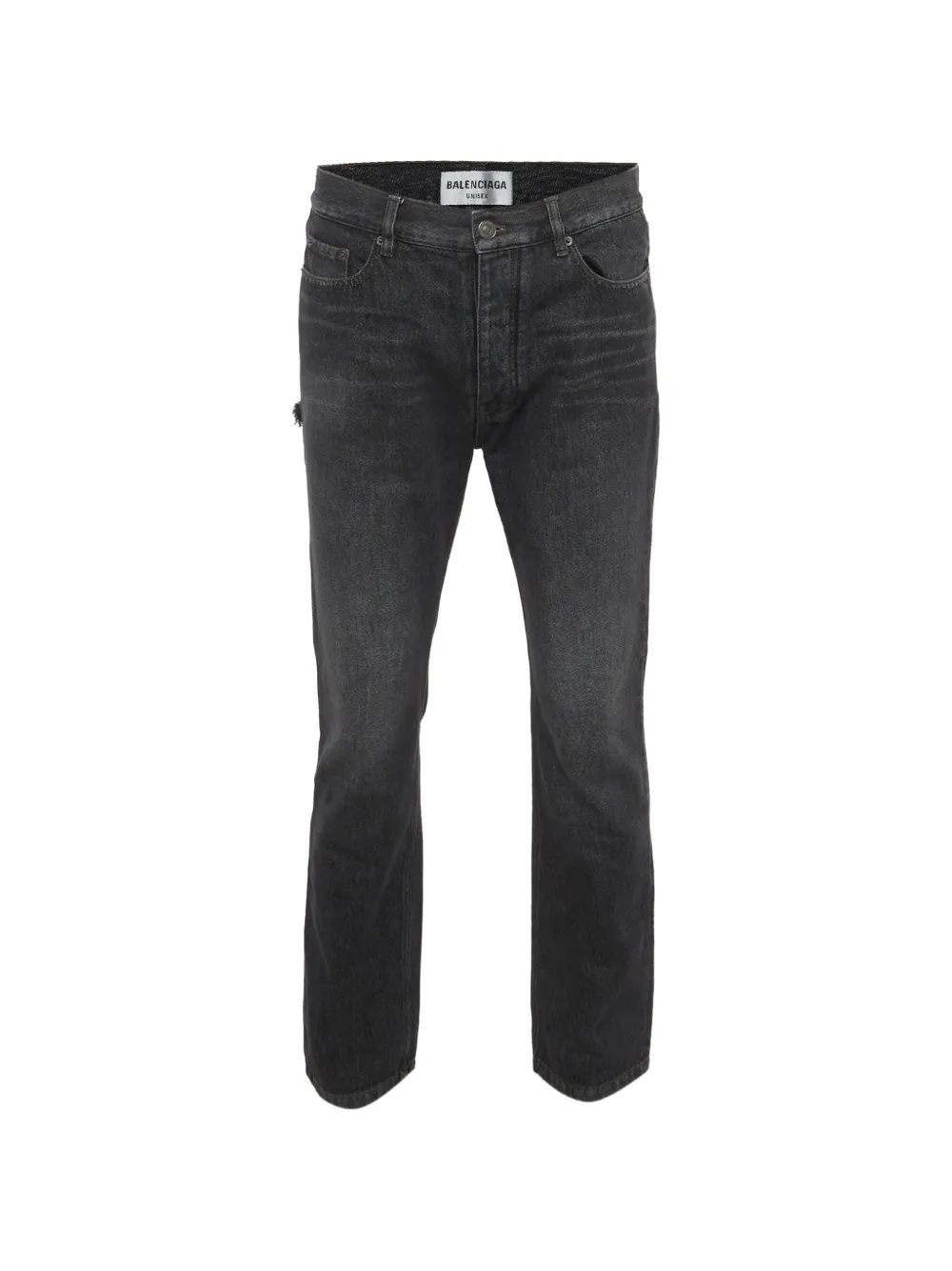 Pre-owned Balenciaga Distressed Straight-leg Jeans In Gray