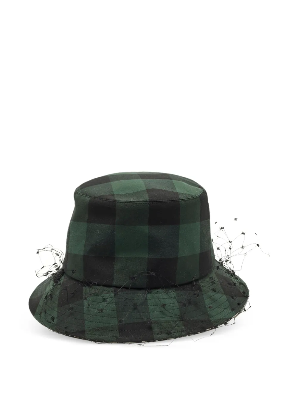 Christian Dior Pre-Owned check-pattern mesh-trim bucket hat - Verde