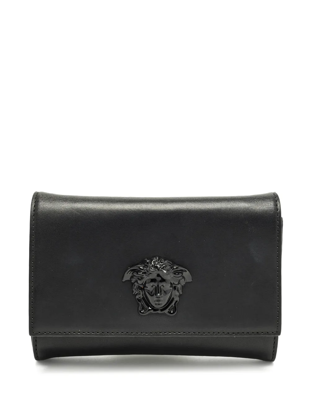Pre-owned Versace Palazzo Medusa Flap Clutch Bag In Black