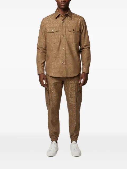 Versace Pre-Owned logo jacquard cargo pants and shirt set