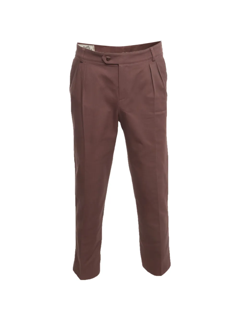 Hermès Pre-Owned pleated drill trousers - Marrone