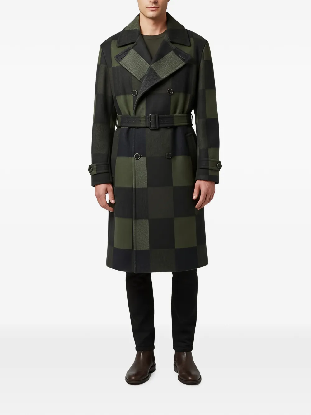 Ferragamo Pre-Owned check double-breasted coat - Verde