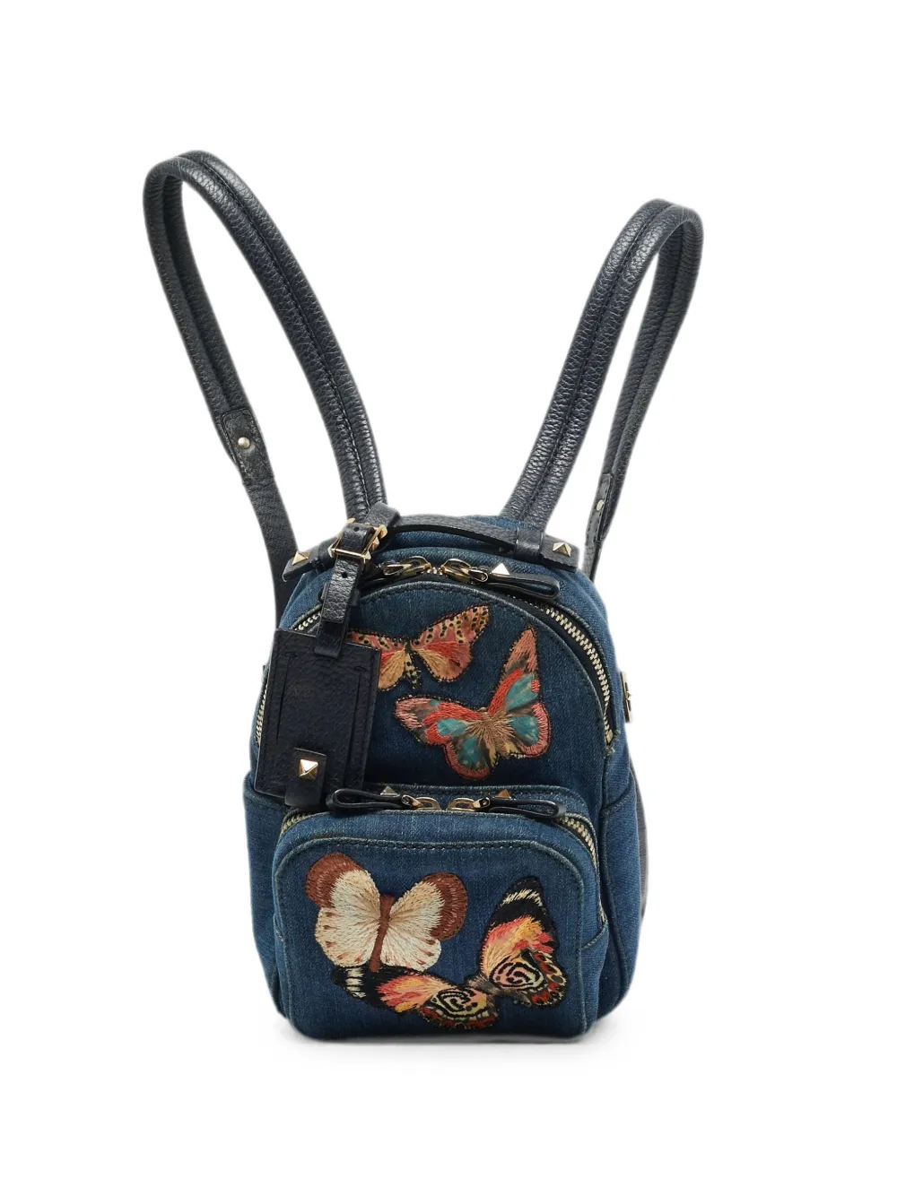Valentino Garavani Pre-Owned Rockstud embroidered butterfly-motif backpack - Blu
