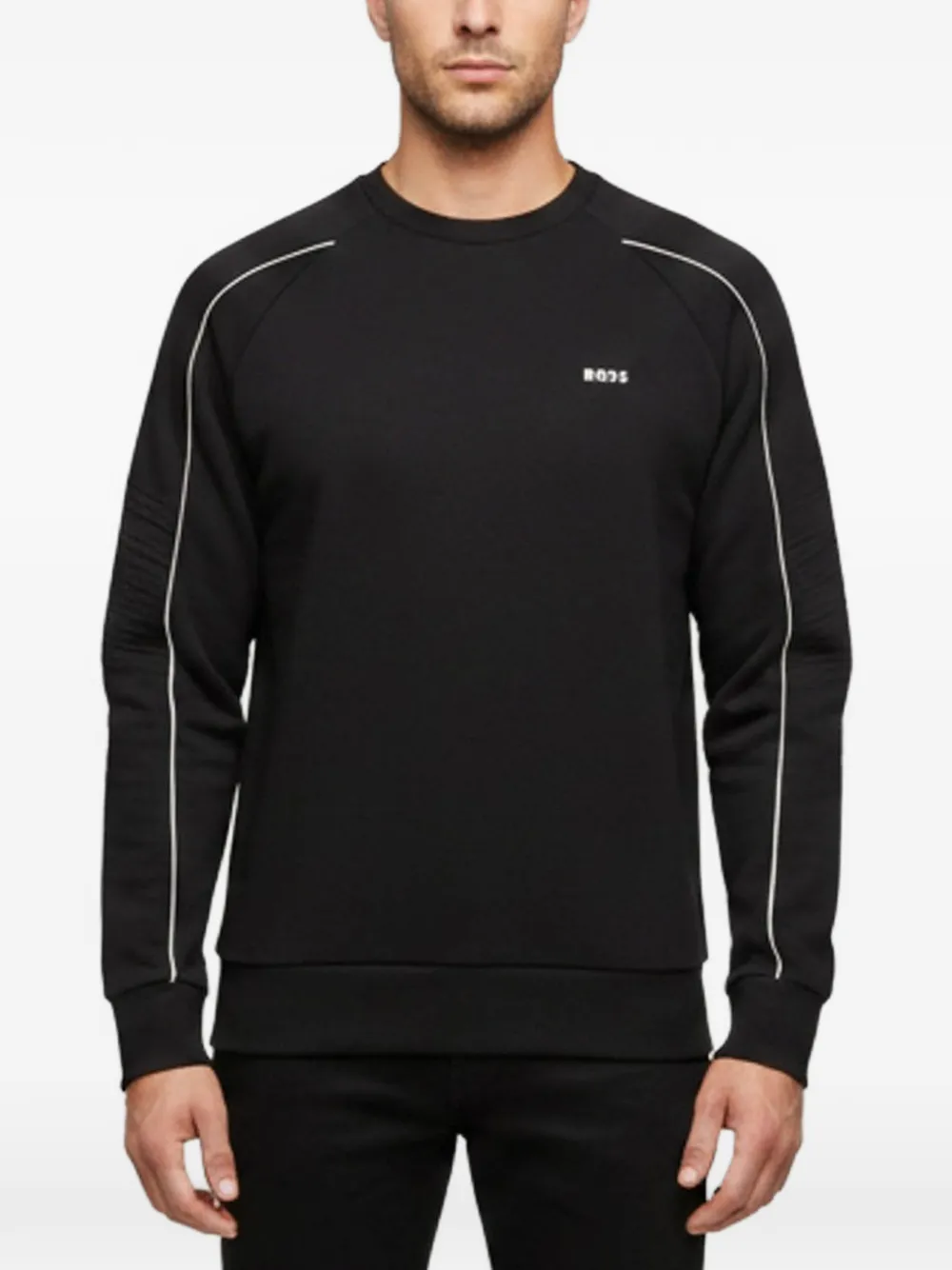 BOSS GREEN HUGO BOSS piped-trim crew-neck sweatshirt - Nero