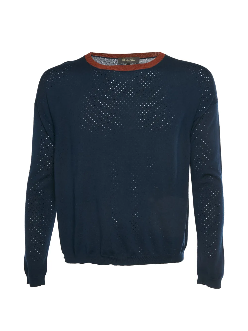 Loro Piana Pre-Owned perforated-knit crew-neck sweater - Blu