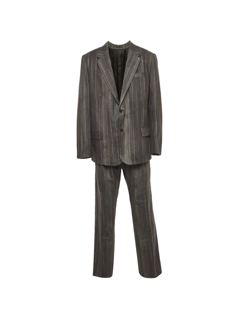 Pre-owned Versace Striped Wool Suit In Gray