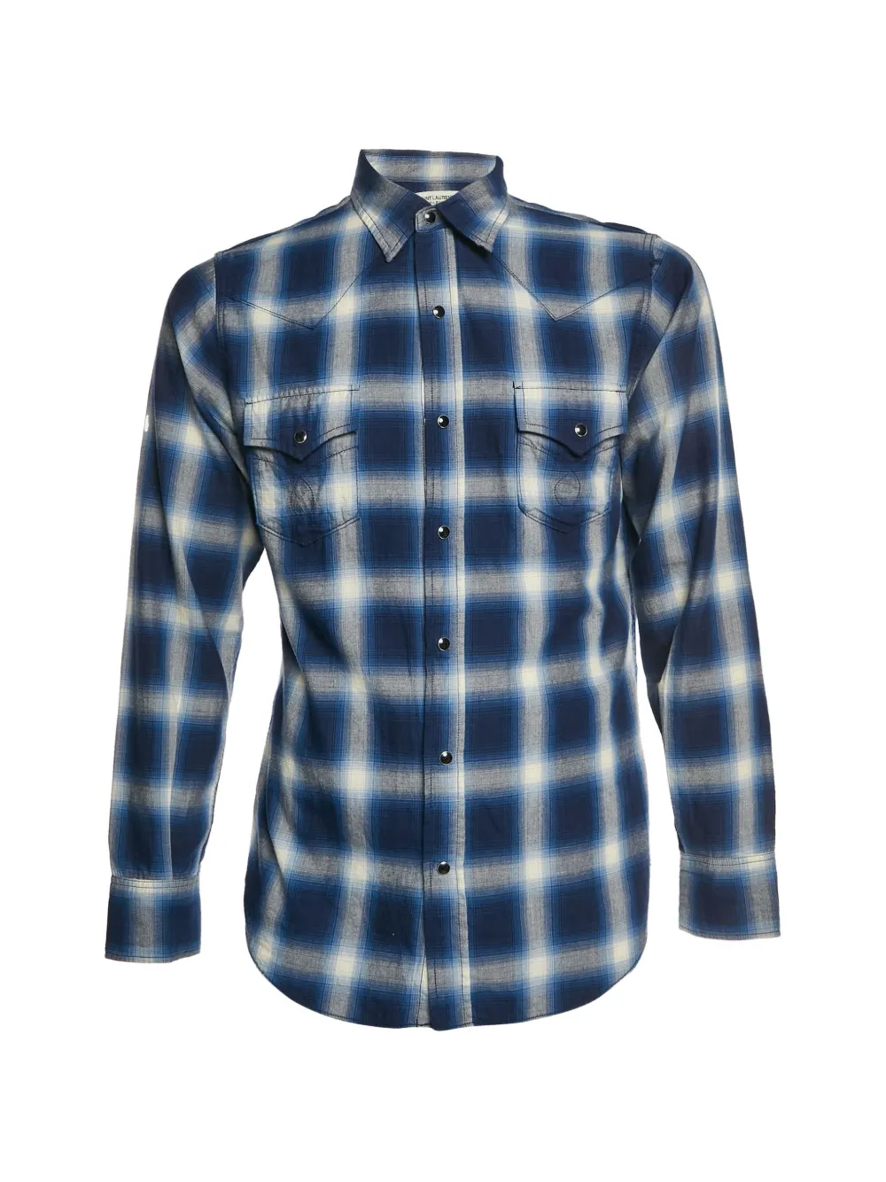 Saint Laurent Pre-Owned plaid-pattern cotton shirt - Blu