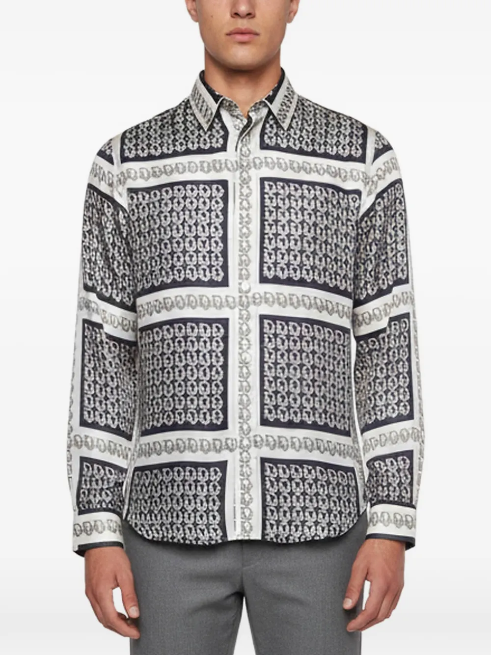 Christian Dior Pre-Owned monogram-print silk shirt - White