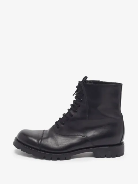 Gucci Pre-Owned lace-up leather combat boots