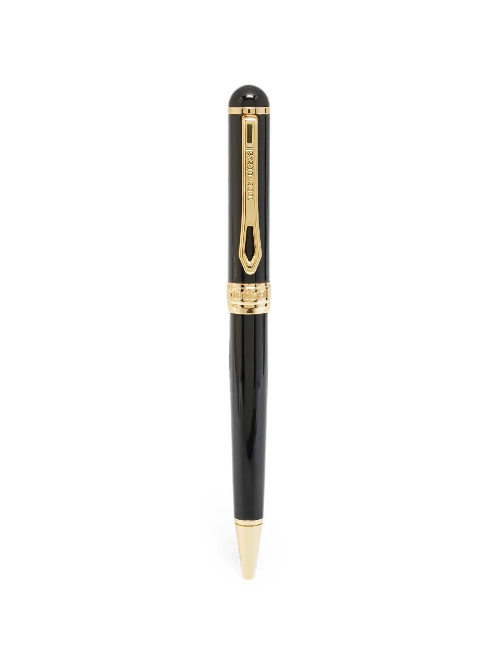 Pre-owned Roberto Cavalli Vintage Logo-engraved Resin Ballpoint Pen In Black