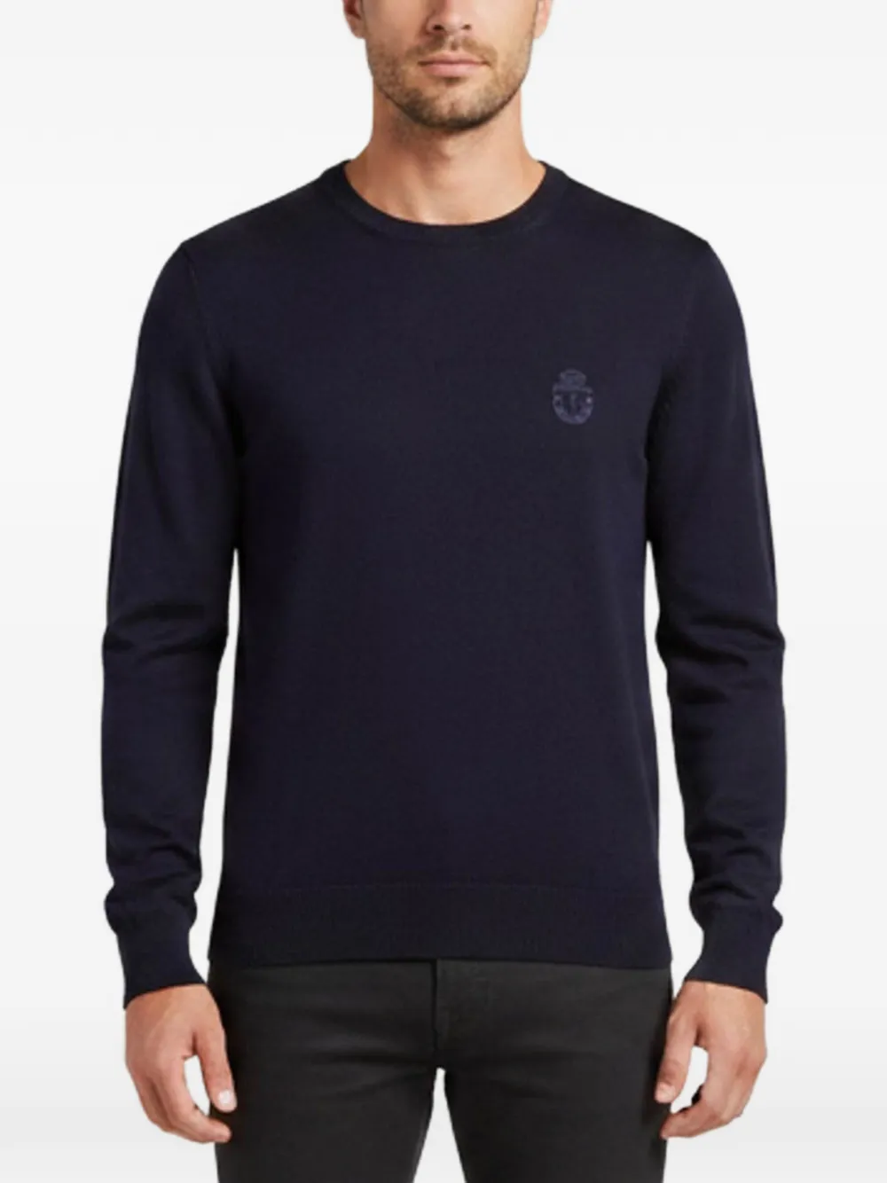 Pre-owned Billionaire Logo-embroidered Crewneck Sweater In Blue