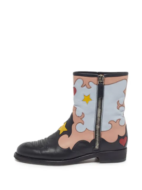Gucci Pre-Owned patchwork-detailing western-inspired ankle boots