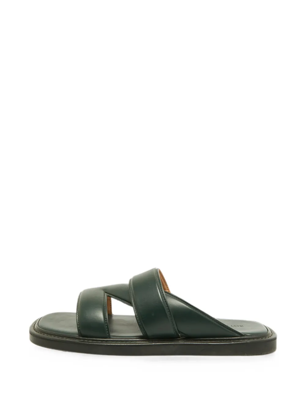 Pre-owned Bottega Veneta The Band Padded Slide Sandals In Green