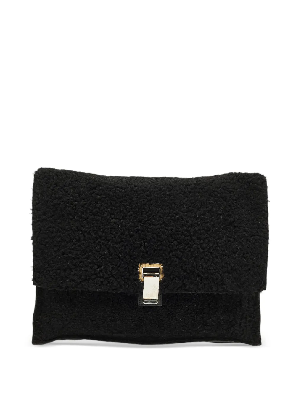 Proenza Schouler Lunch faux-shearling clutch bag - Black