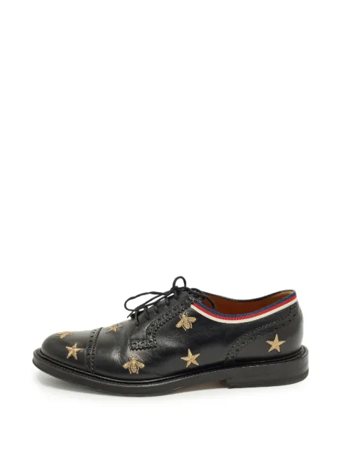 Gucci Pre-Owned Beyond star/bee embroidered derby shoes