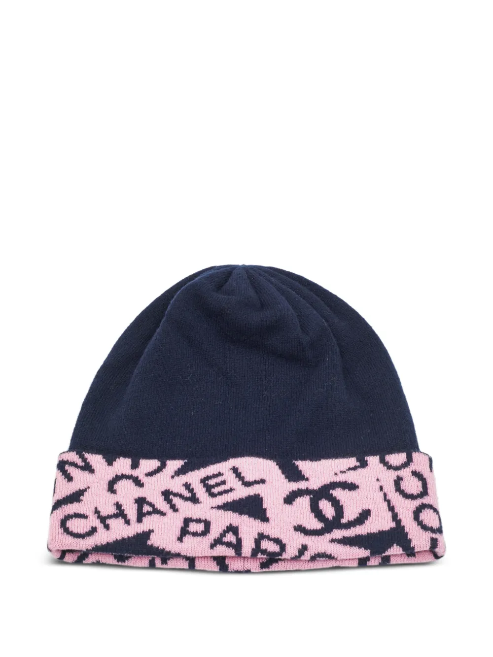 CHANEL Pre-Owned CC intarsia beanie hat - Blu