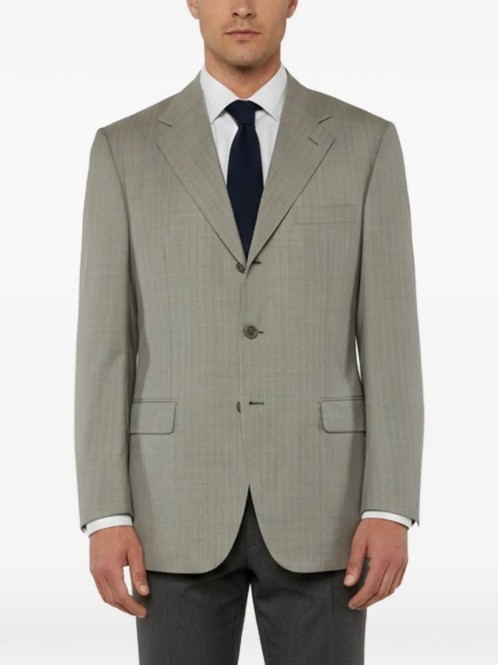 Brioni Vintage Palatino single-breasted pinstripe wool blazer - Grigio