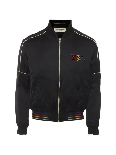Saint Laurent Pre-Owned logo-embroidered bomber jacket