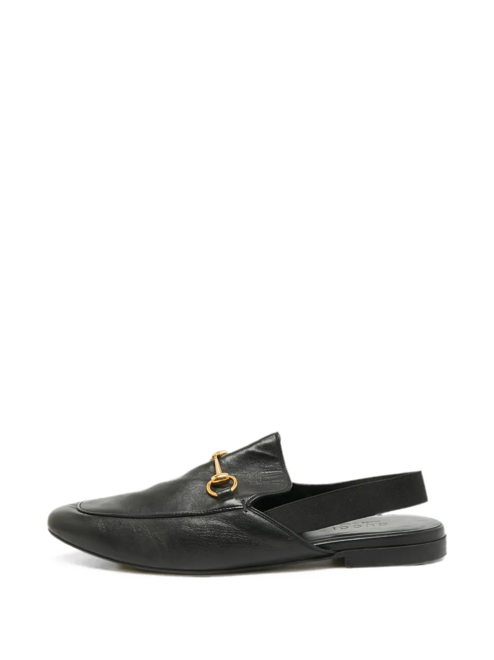 Pre-owned Gucci Horsebit Slingback Leather Mules In Black