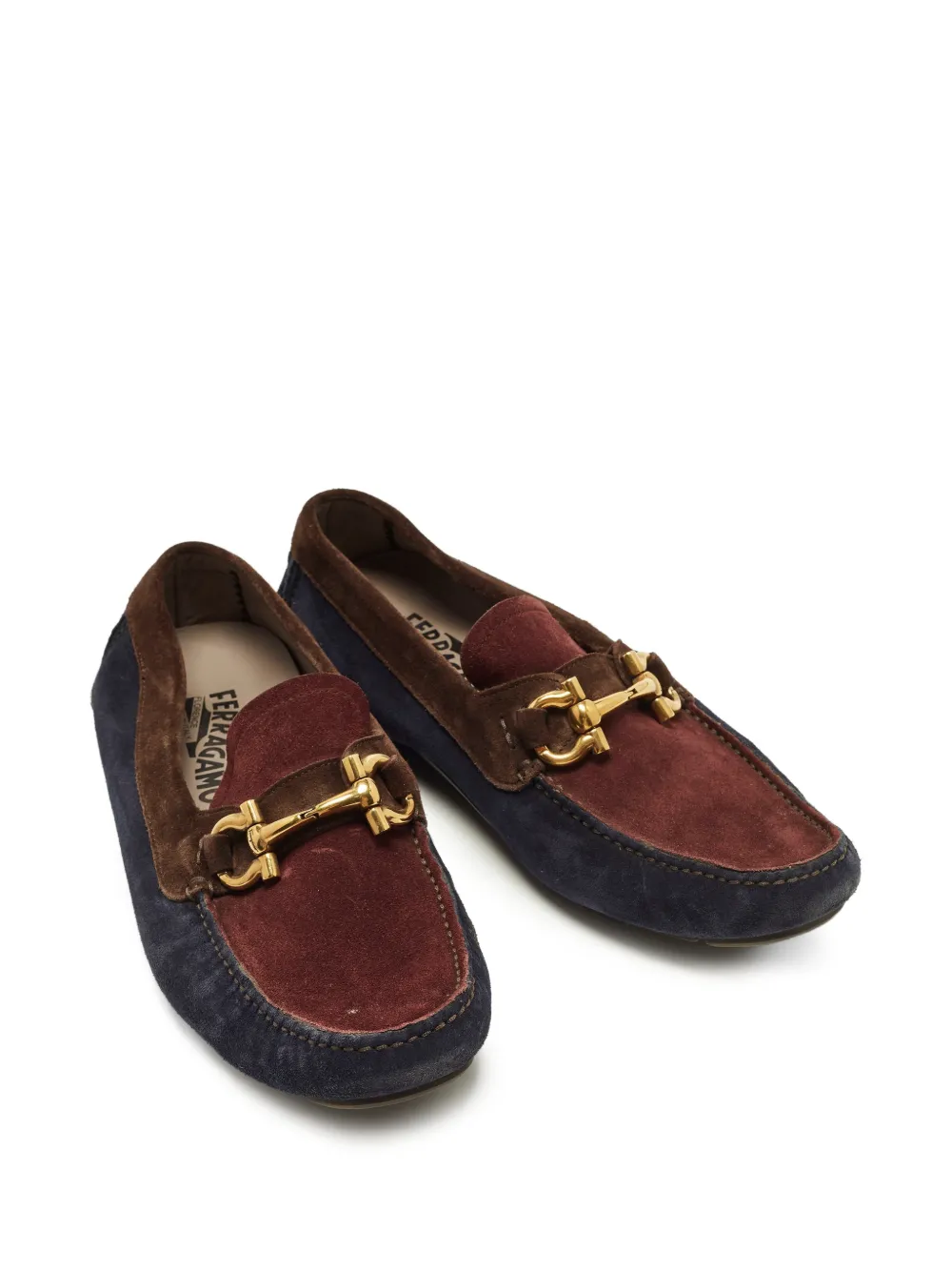 Ferragamo Pre-Owned Gancini Suede Loafers | Blue | FARFETCH CA