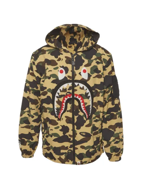 A BATHING APE® Shark camo-print zip-up hoodie