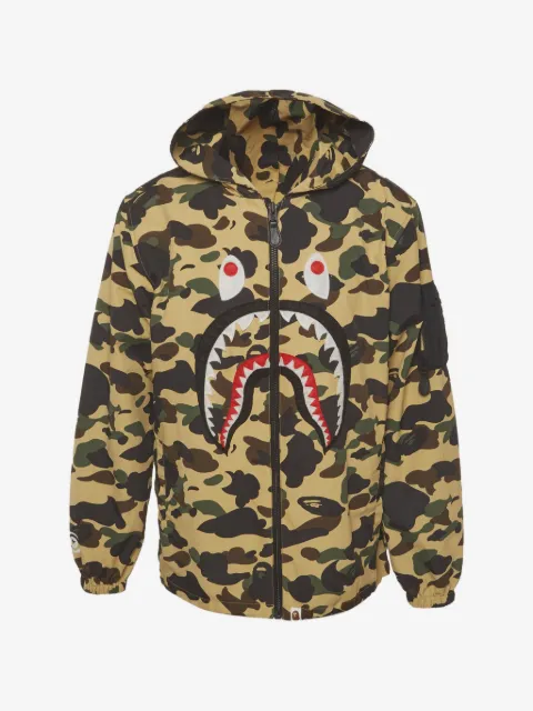 A BATHING APE® Shark camo-print zip-up hoodie