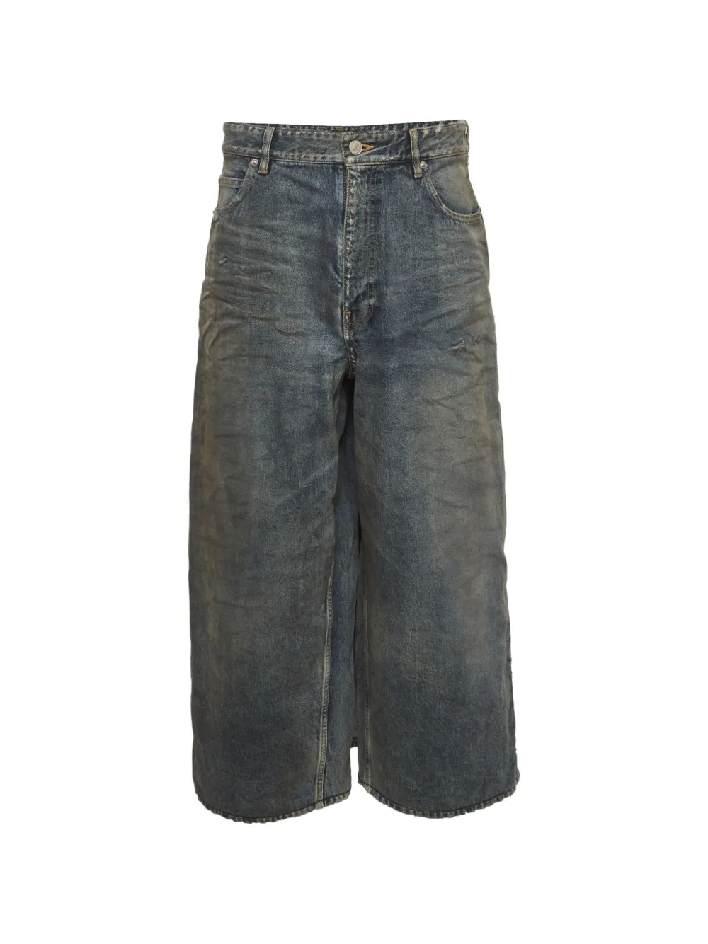 Pre-owned Balenciaga Apron-skirt Docking Denim Jeans In Blue