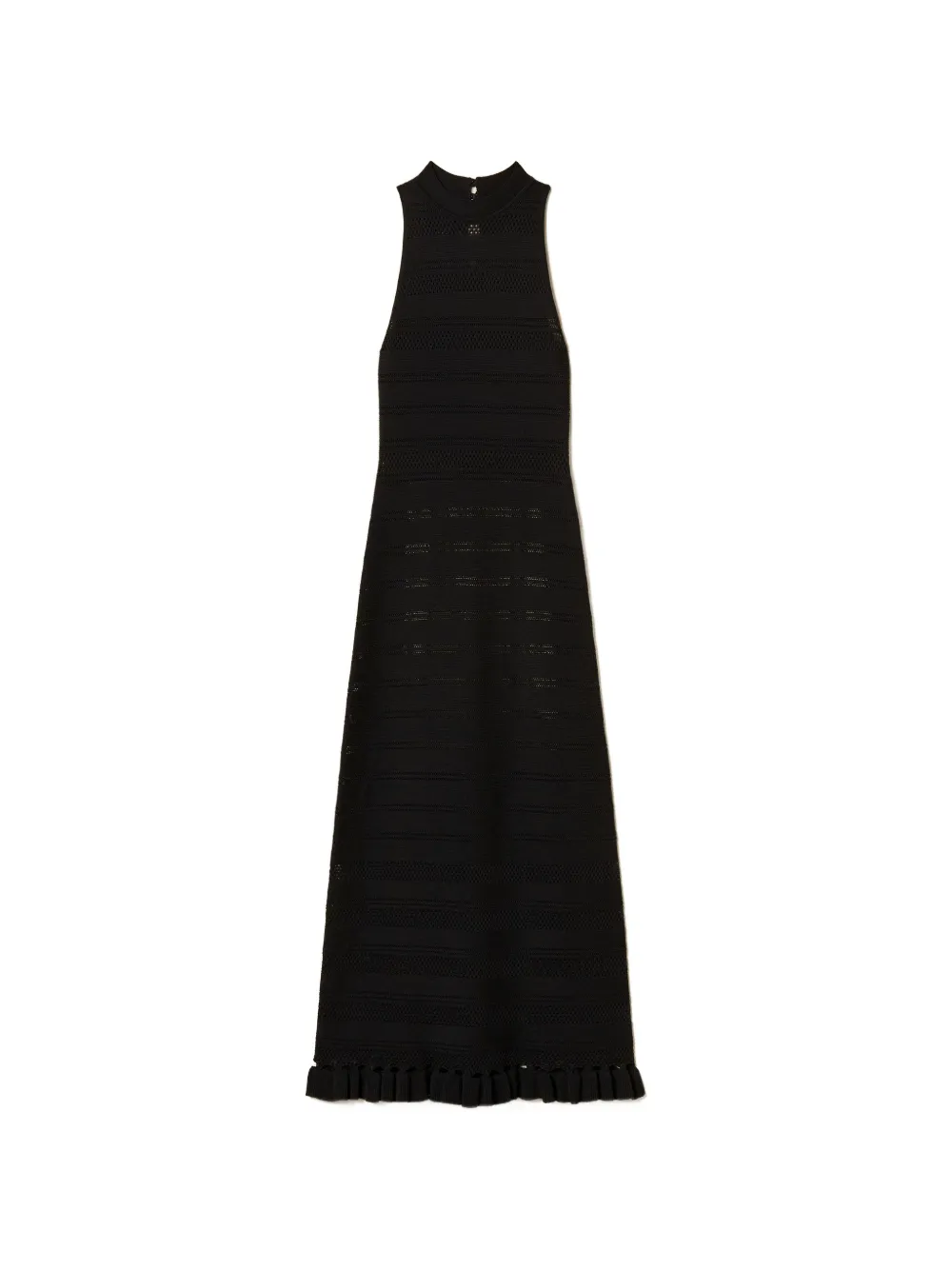 TWINSET long turtleneck knit dress with ruffles - Nero