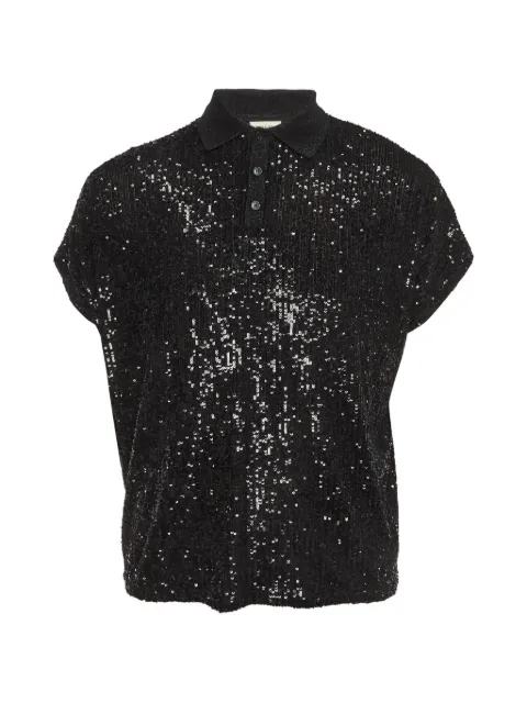 Saint Laurent Pre-Owned sequin-embellished polo shirt