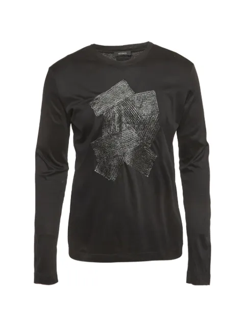 Versace Pre-Owned calf leathe- applique T-shirt