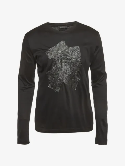 Versace Pre-Owned calf leathe- applique T-shirt