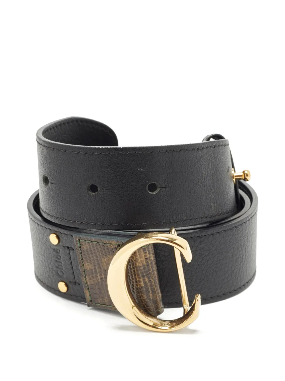 Chloé Pre-Owned C buckle leather belt - Nero