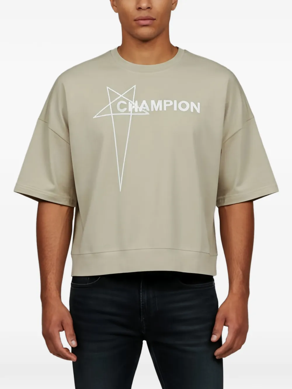 Rick Owens x Champion Tommy logo-print T-shirt - Neutrals